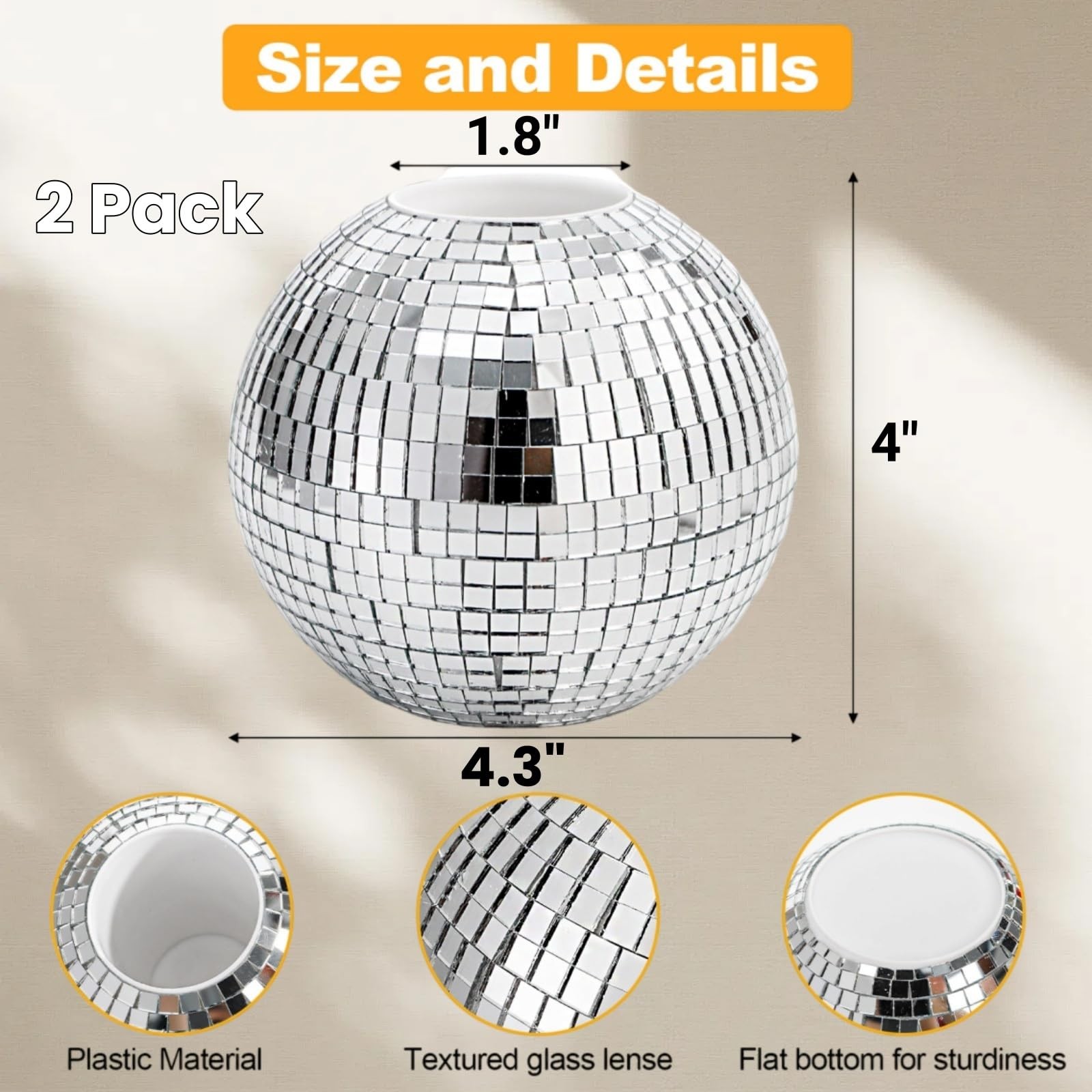 2 Pack Silver Disco Pen Holder for Desk, Cute Makeup Brush Holder Organizer, …