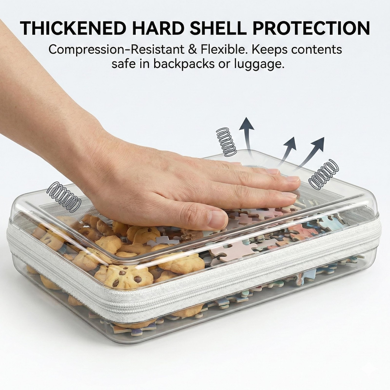 3PCS Clear Hard Shell Zipper Case, Durable Waterproof Transparent Storage Org…
