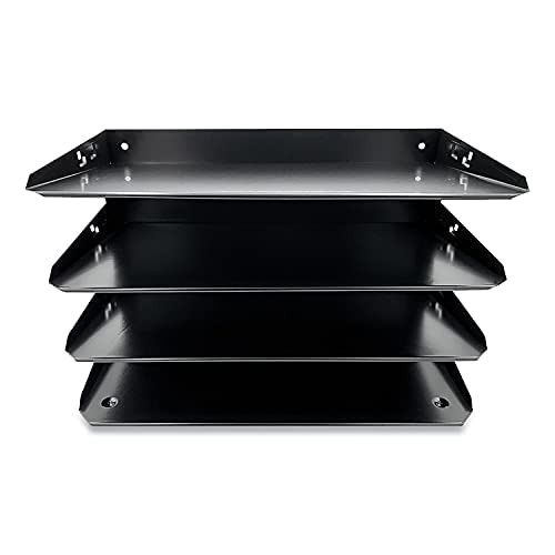 Black Desk Organizer Sorter with Four Slots for Papers Folders and Notes