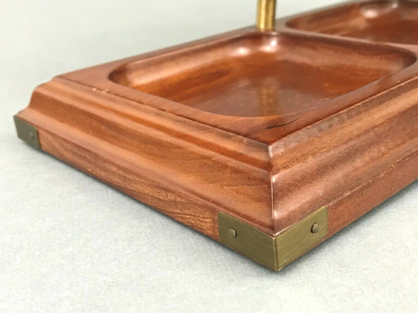 Bombay Co 1996 2 Tier Wood Office Desktop Organizer Dresser Tray Brass Corners