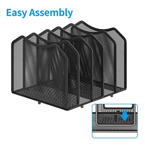 Simple Trending Mesh Desktop File Sorter Organizer, 5 1-Pack Color:Black
