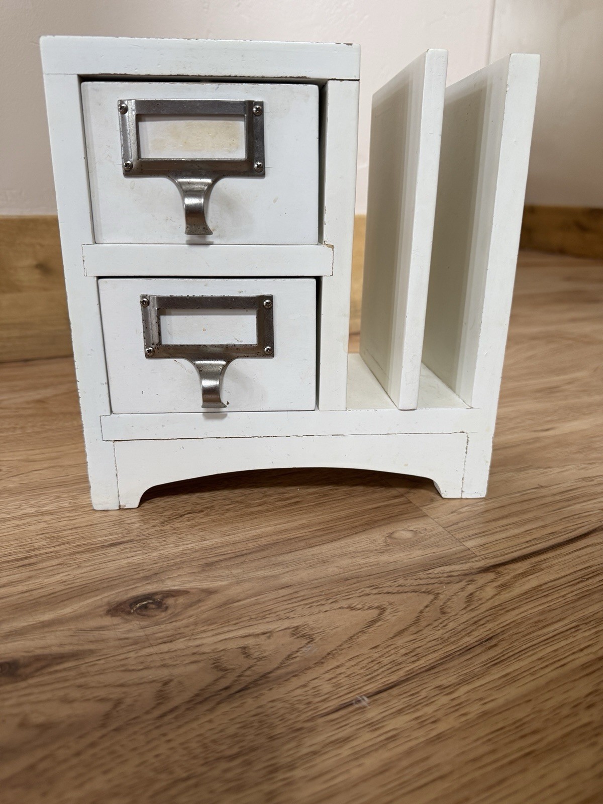 Pottery Barn Vintage Bedford Desktop Drawer Organizer Paper Slots White Keys
