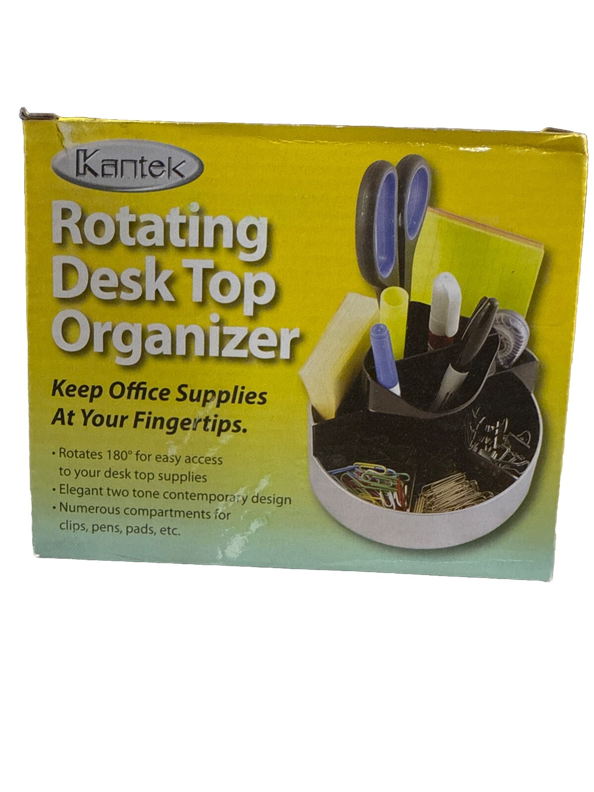 Two-Tone 360-Degree Rotating Desktop Organizer 6-Inch Wide x 6-Inch Deep x 4….