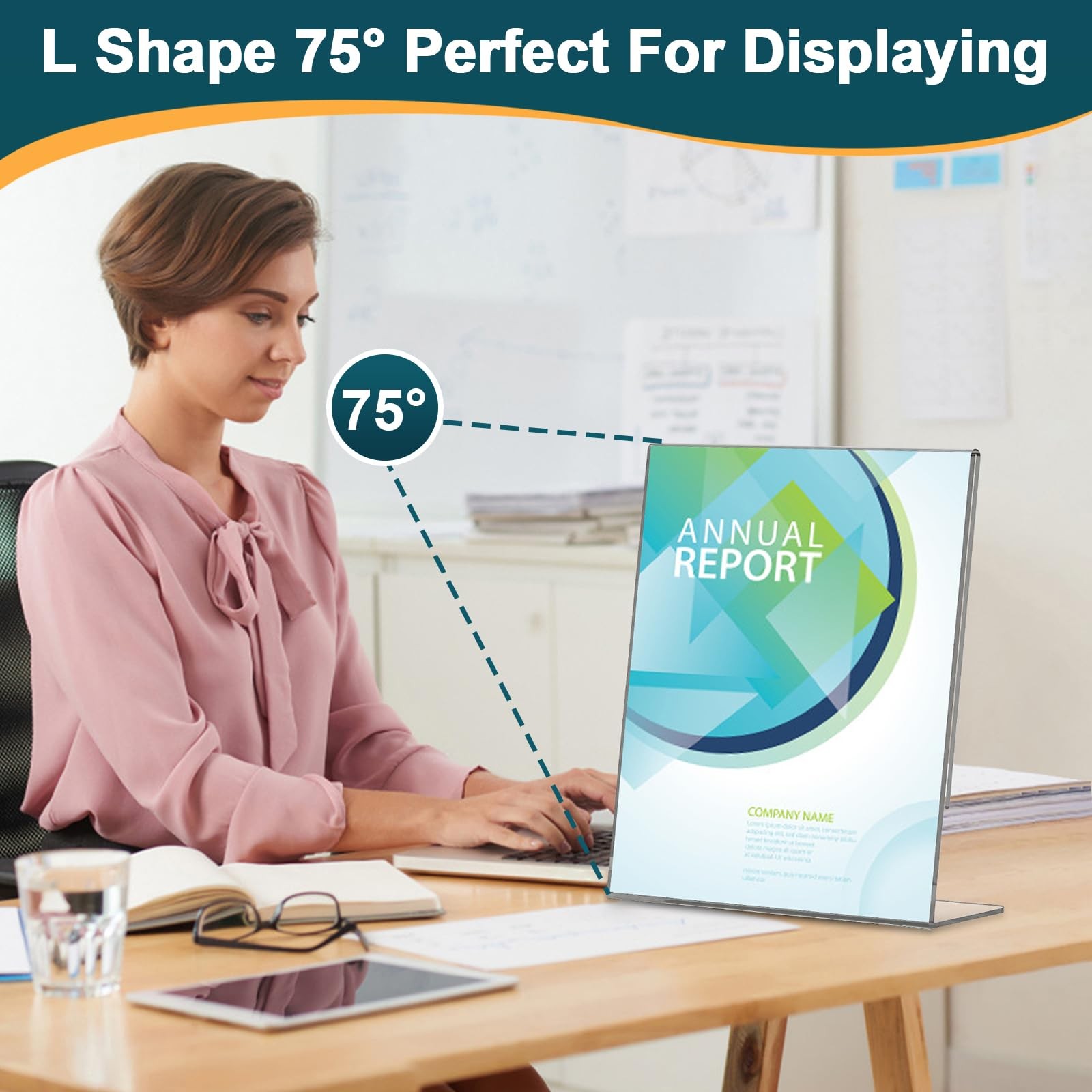 14 Pack Acrylic Sign Holder 8.5×11 Inches, 14 Pack-L Shape-8.5X11, Clear