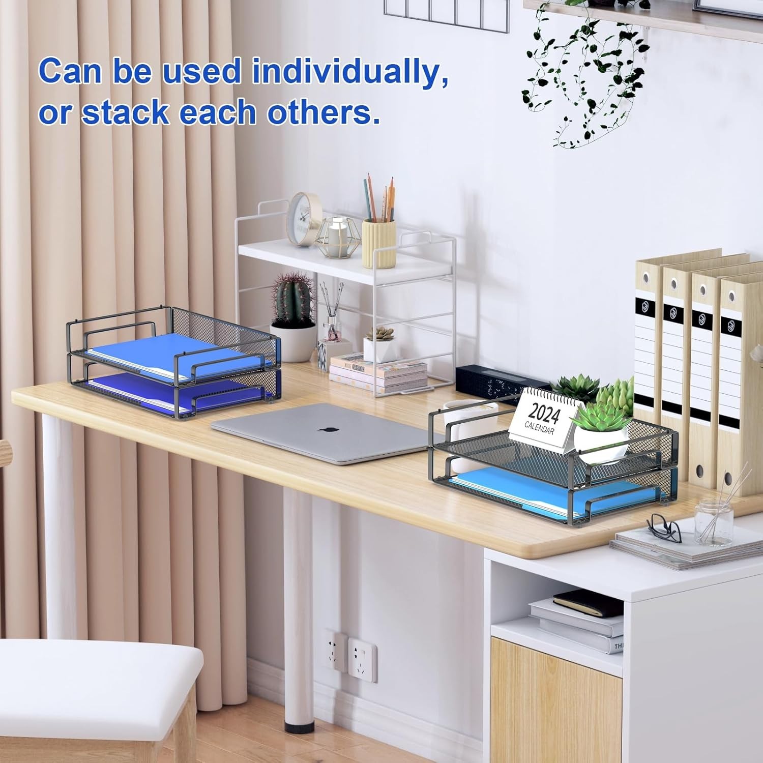 4 Pack Stackable Letter Paper Tray Desk File Organizer Paper Sorter Letter/A4