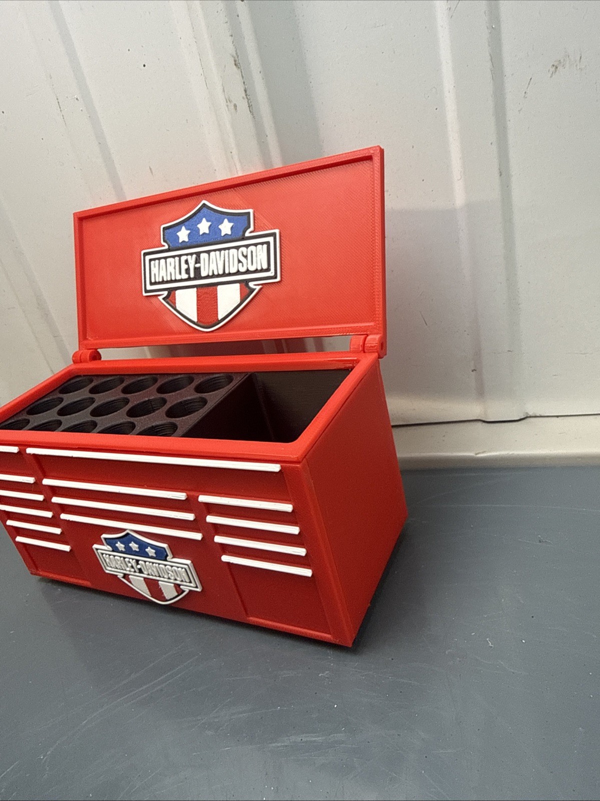 Harley Davidson Tool Box Pen Holder Garage Desk Organizer Man Cave Decor Gift