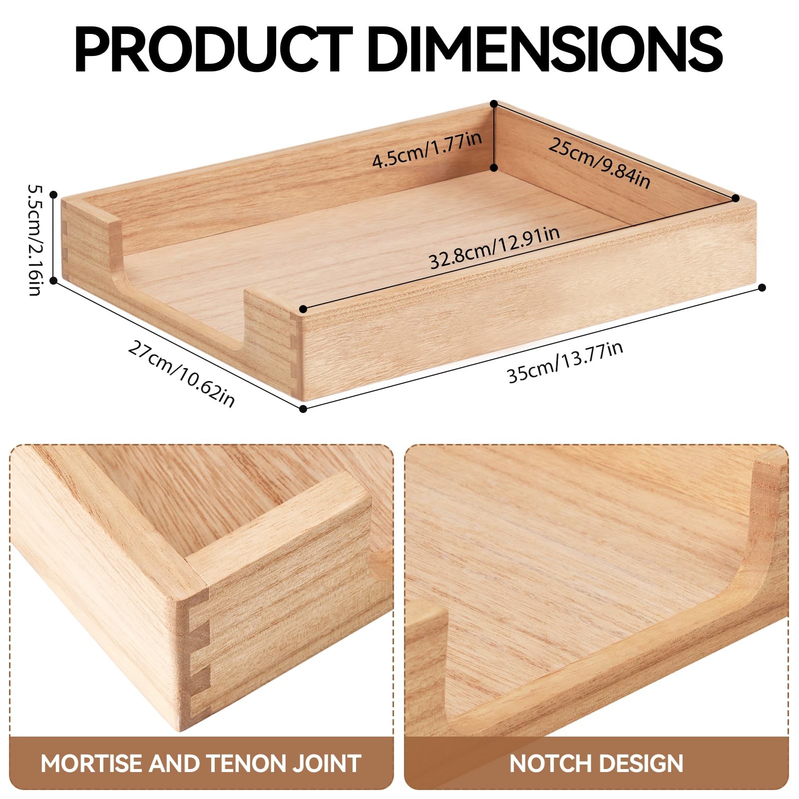 KIRIGEN Wood Letter Tray, Single-Tier Front-Load Desktop Paper Organizer, Woo…