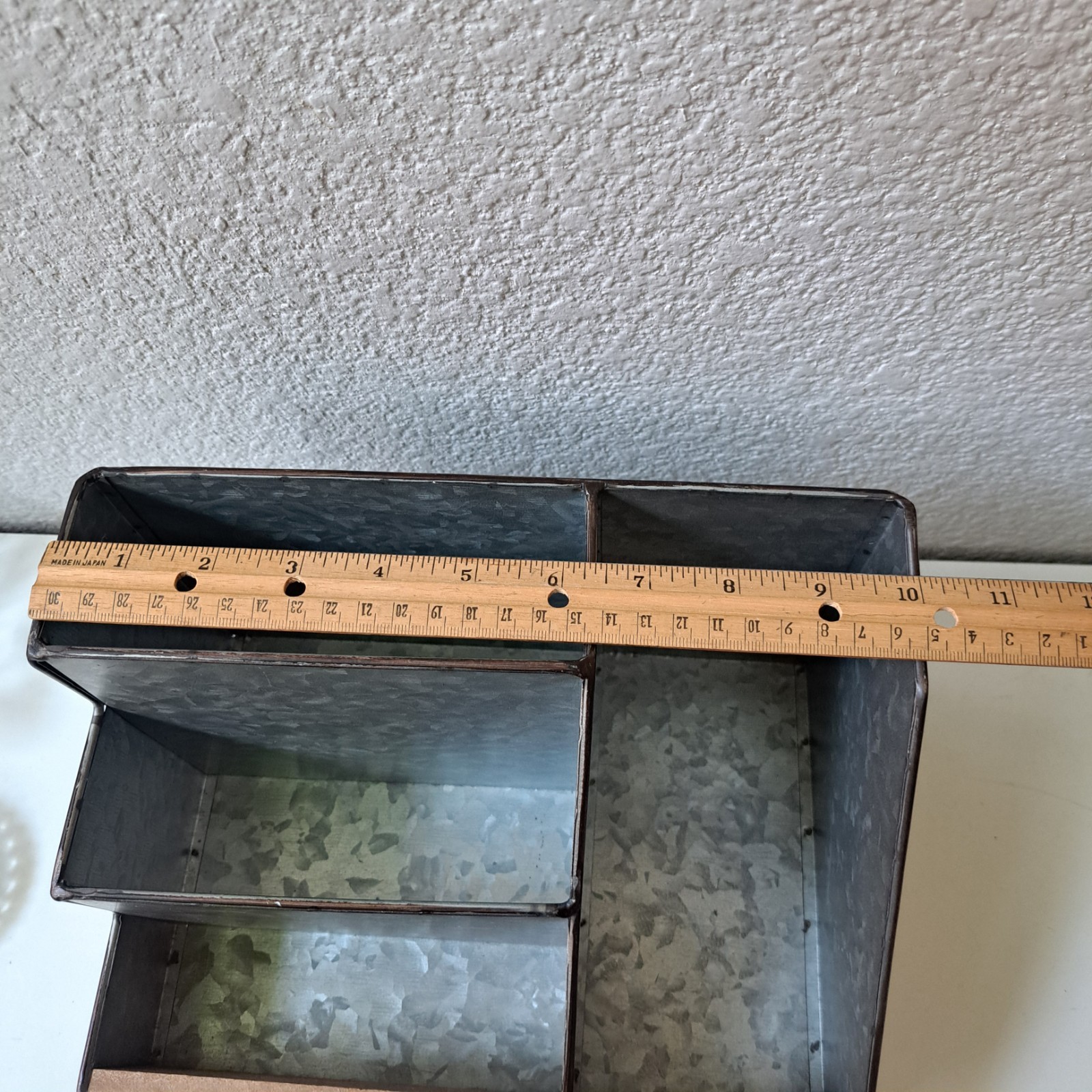 Galvanized Metal Desk Organizer Set- 3 pc. Rustic Mail Organizer For Desktop NEW