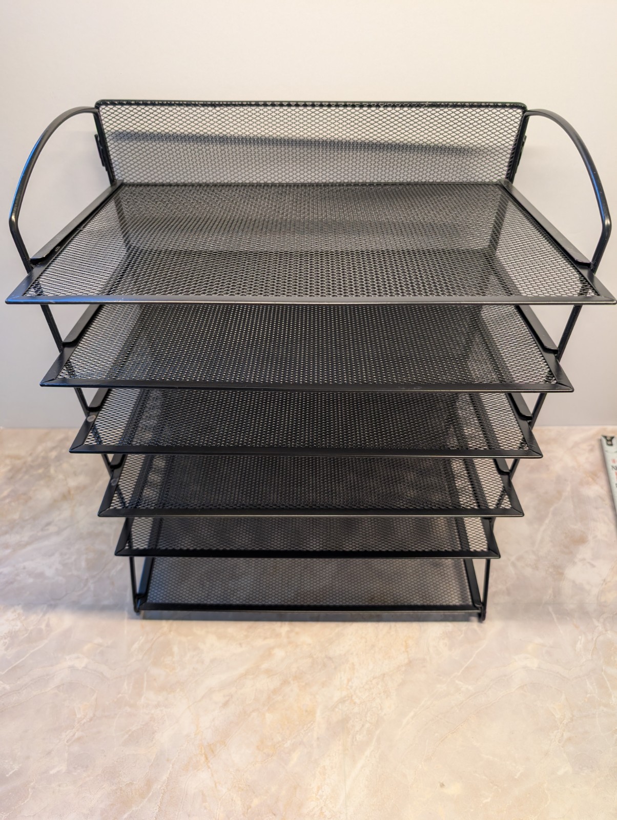 6 Tier Desktop Document Letter Tray Desk Organizer Black Metal Office