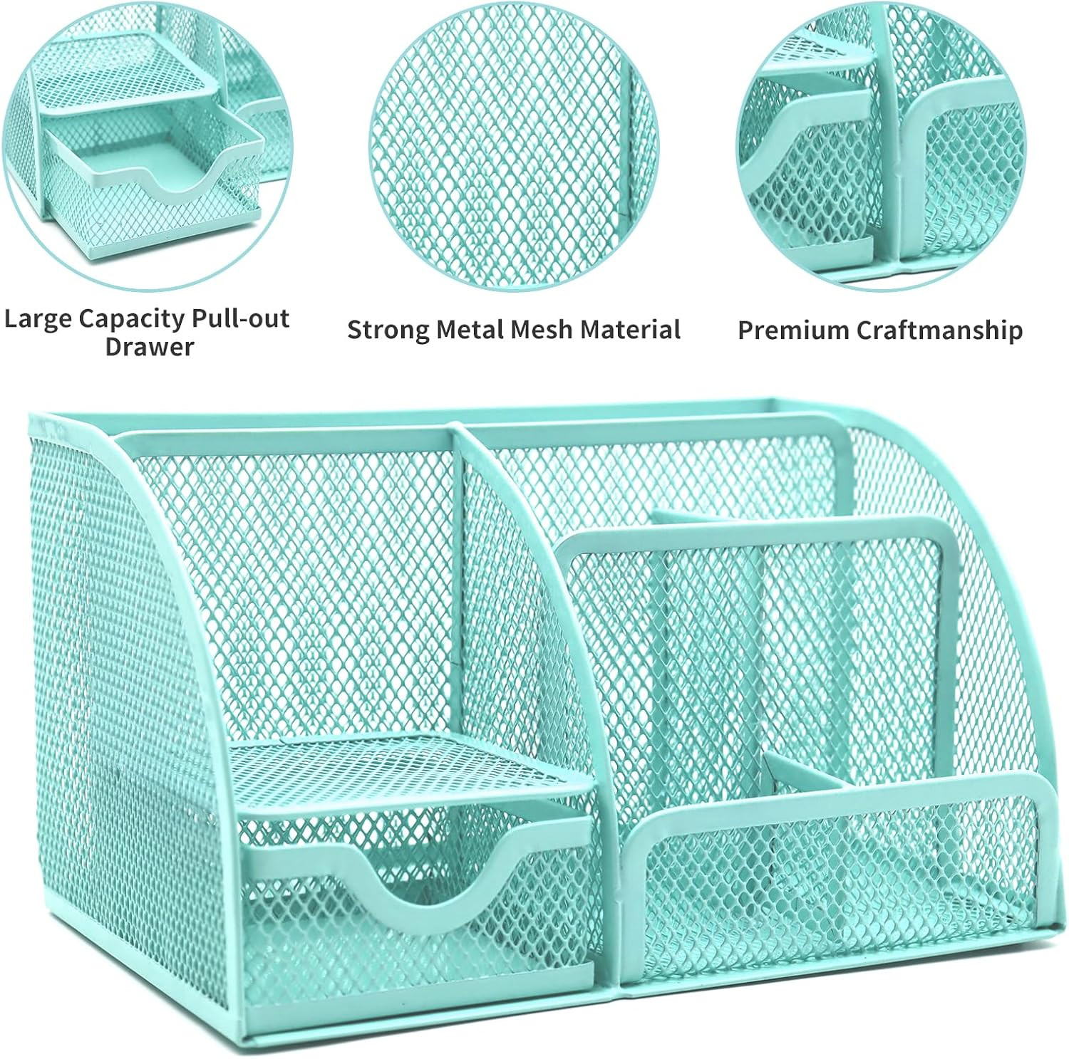 12 in 1 Green Desk Organizers & Accessories Set, Office Supplies Include Stapler