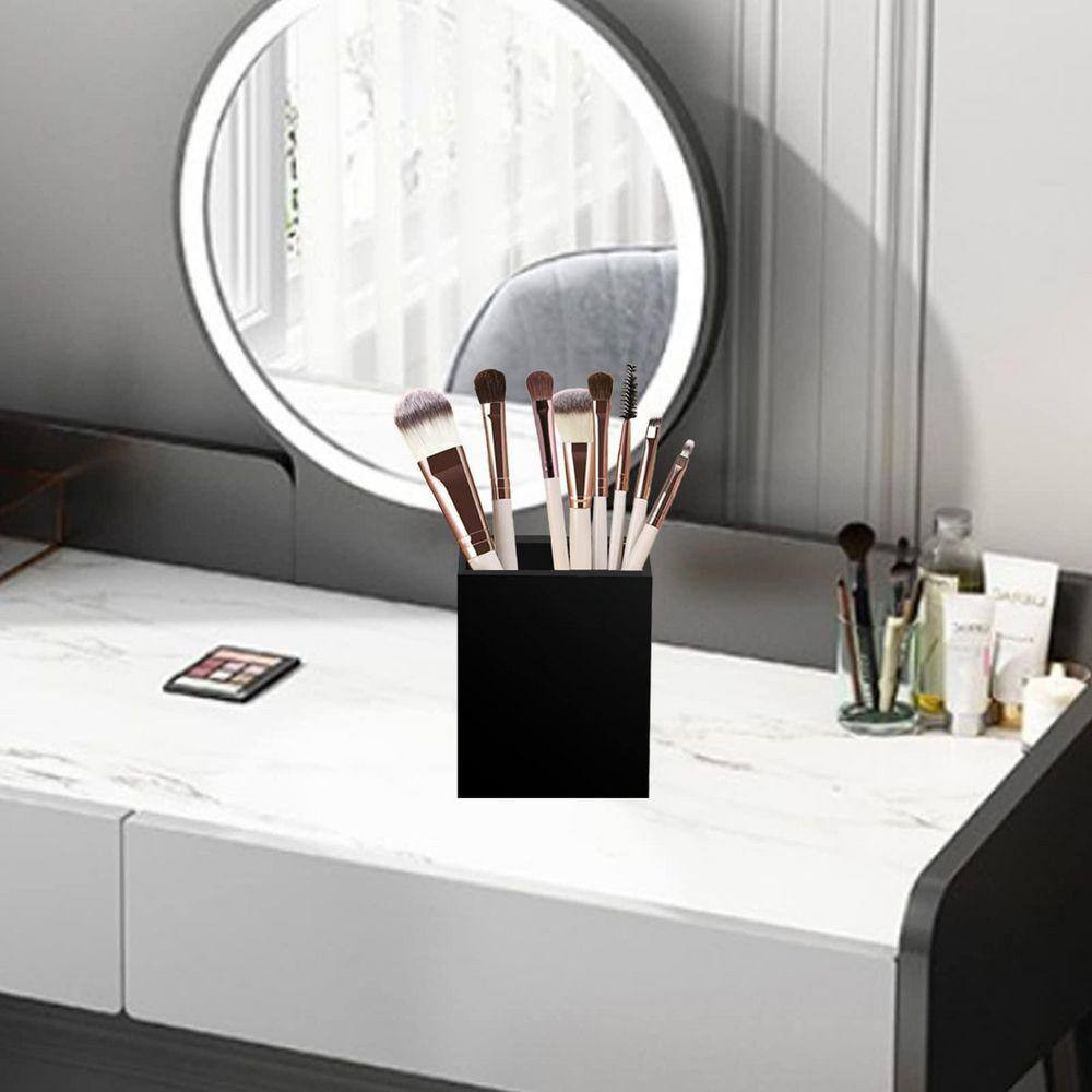 3 X 3 X 3.94 In. Acrylic Pen Pencil Holder Organizer with Modern Style for Desk