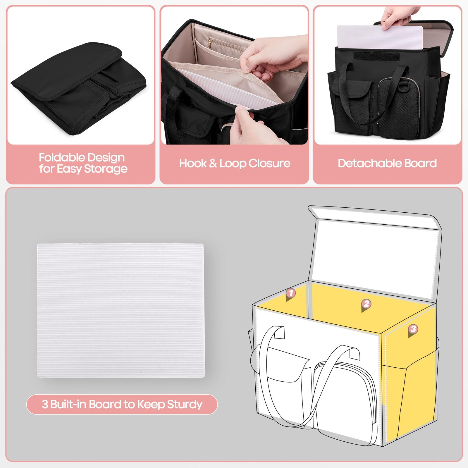 Prokva Hanging File Organizer Box 12 inches x 4.5 x 10 inches, Black