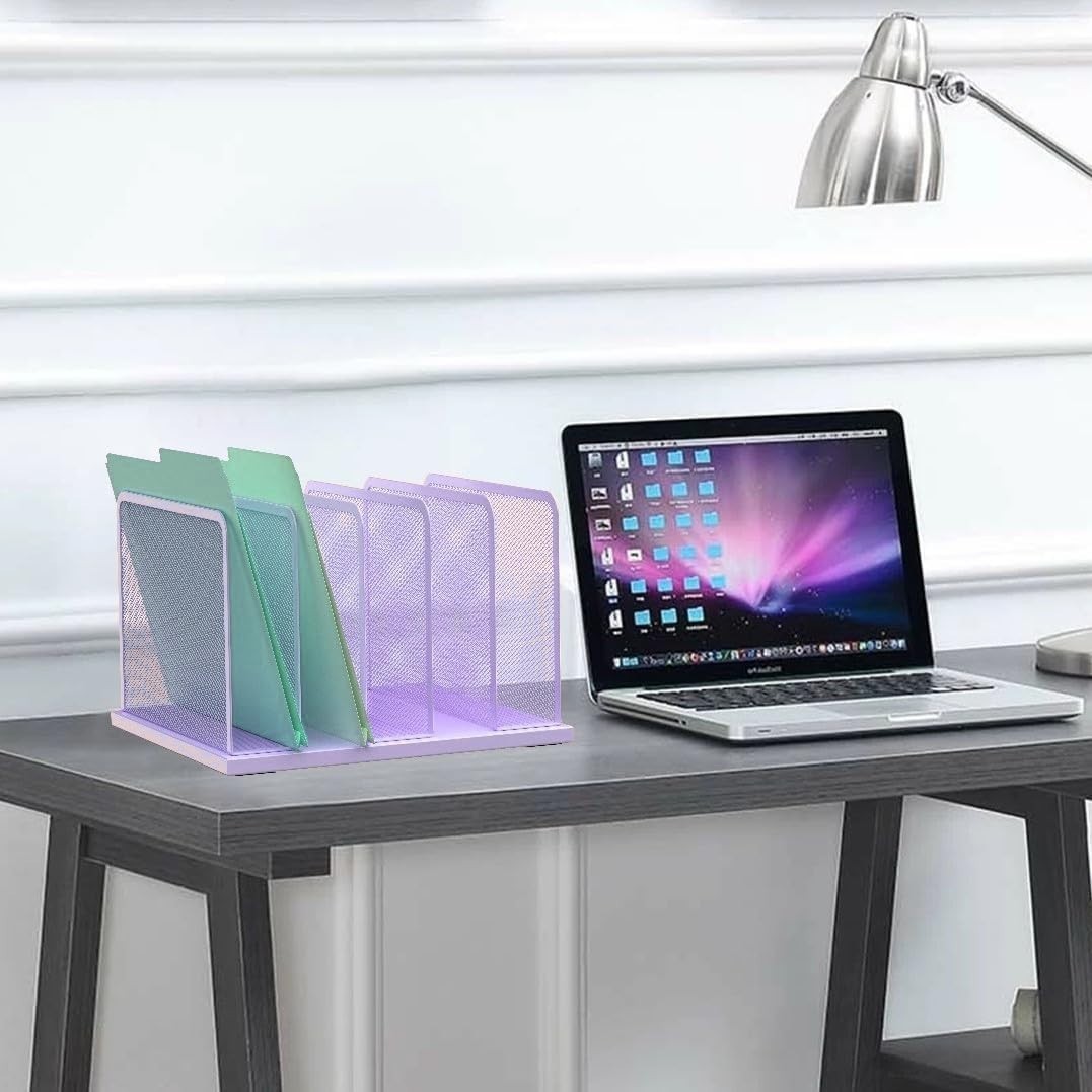 New Kuntine.B Desk File Organizer Holder for Home Office Purple 1 Pack 5-Section