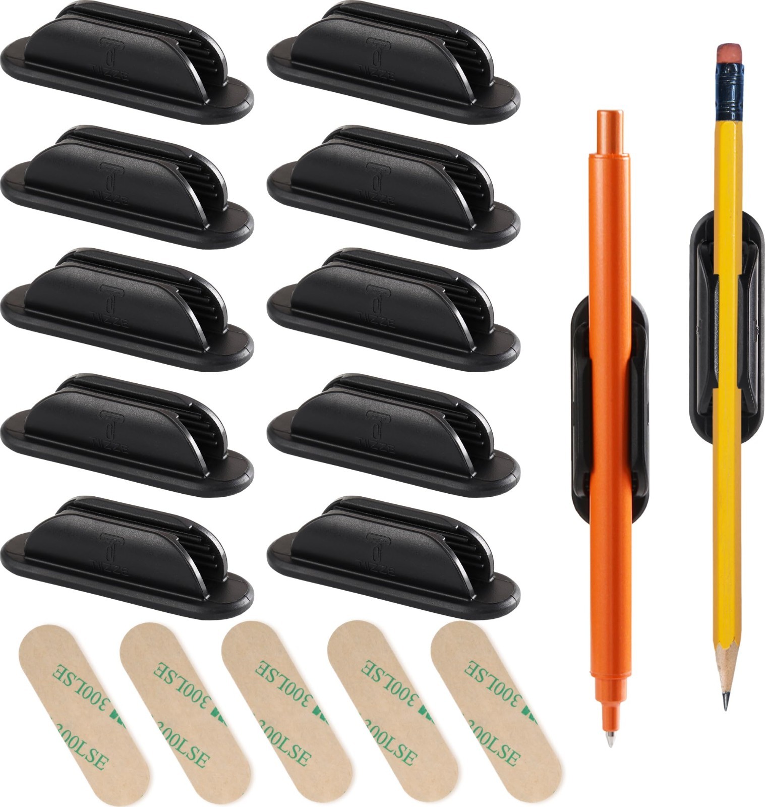 10 Pack Adhesive Pencil Holders for Desk & Wall, Silicone Grip for Classroom & O