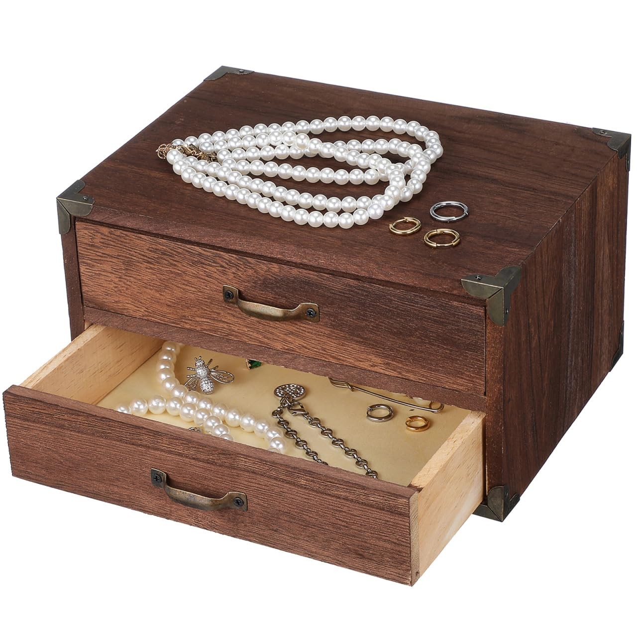 Zerodeko Vintage Wooden Drawer Storage 24.00X18.00X13.00CM, Light Brown