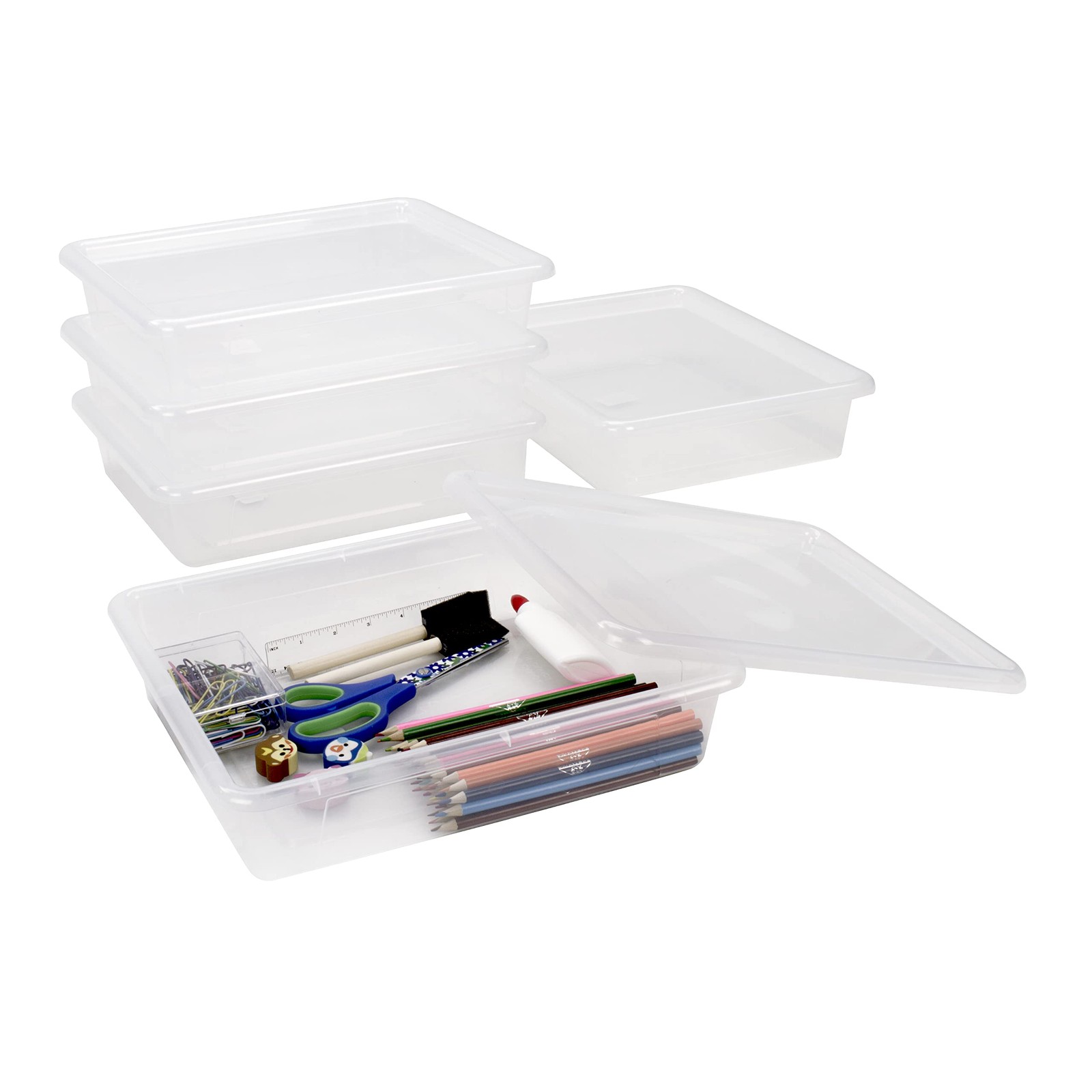 Storex Letter Size Deep Storage Bin For Classroom Office And Home Transparent