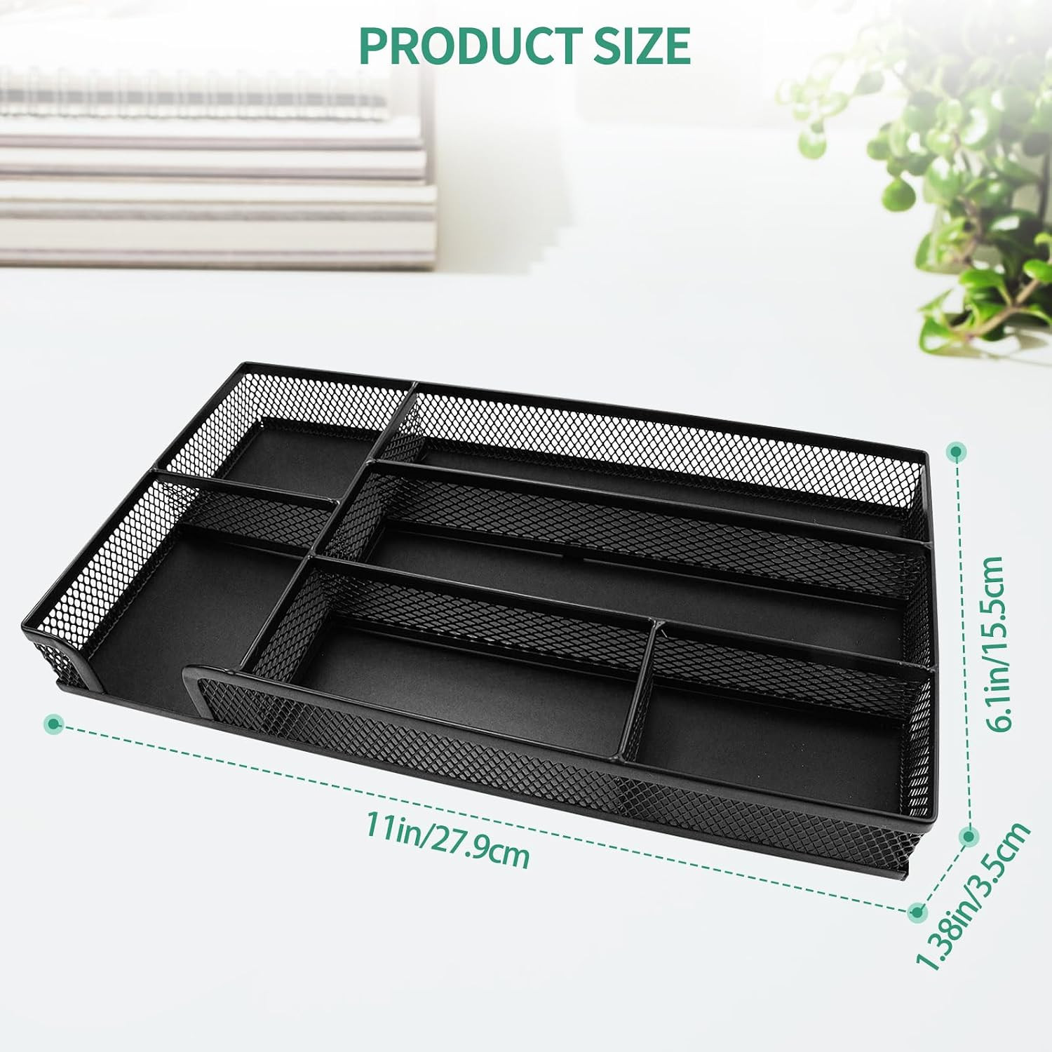 Small Metal Mesh Desk Drawer Organizer Tray for Paper, Office, Bathroom, Kitchen