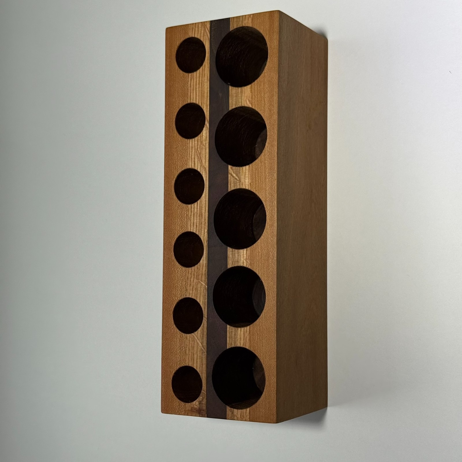 Handmade Oak Cherry Walnut Desk Caddy – 1″ & 1 5/8″ Holes, Large Wood Organizer
