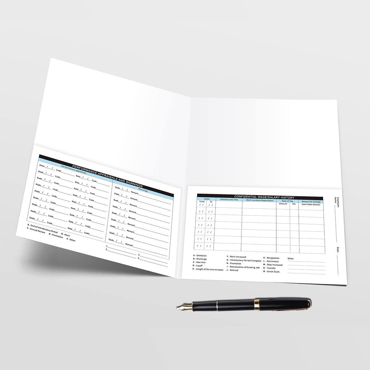 25 Pack Confidential Employee Record Folders High-Capacity Durable Preprinted