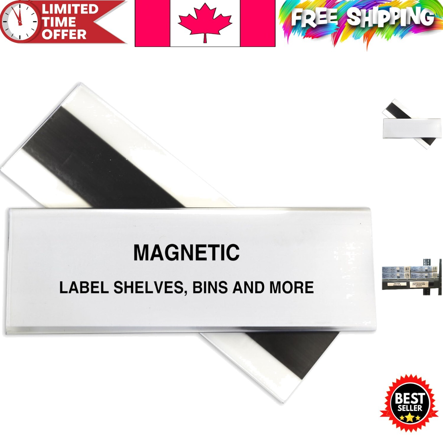 HOL-DEX 10 Magnetic Shelf/Bin Label Holders, 2×6 Inches for Quick Identification