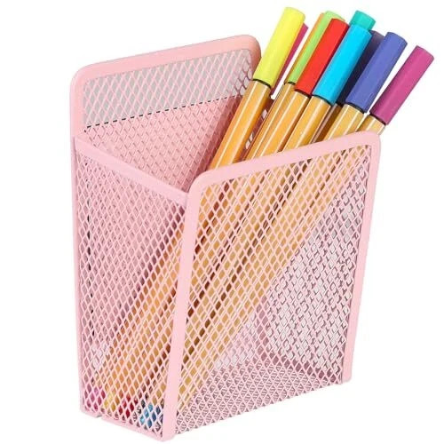 zeyce Magnetic Pencil Holder – Extra Strong Magnets 1 Basket 1 Pack Blush,Mesh