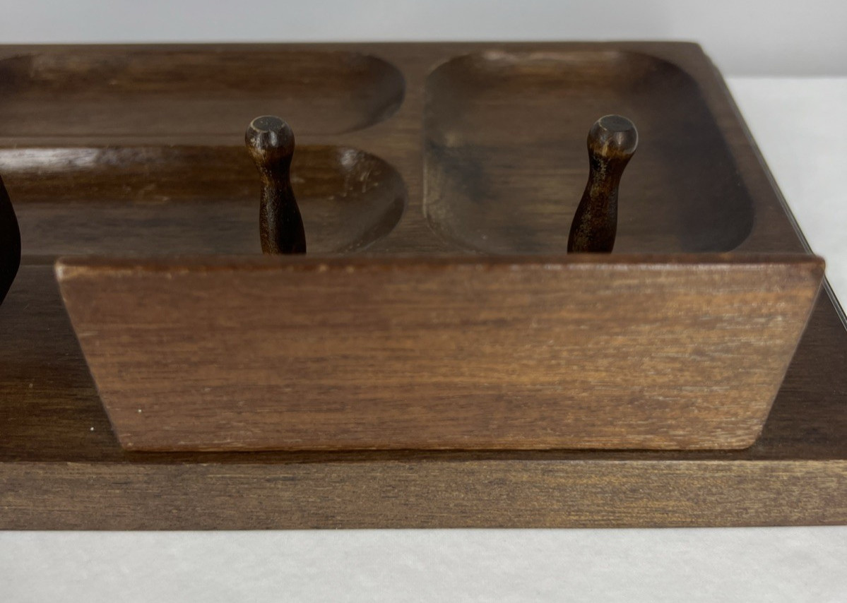 London Leather Japan MCM Dresser Organizer Valet Wood Tray Desk Card Holder