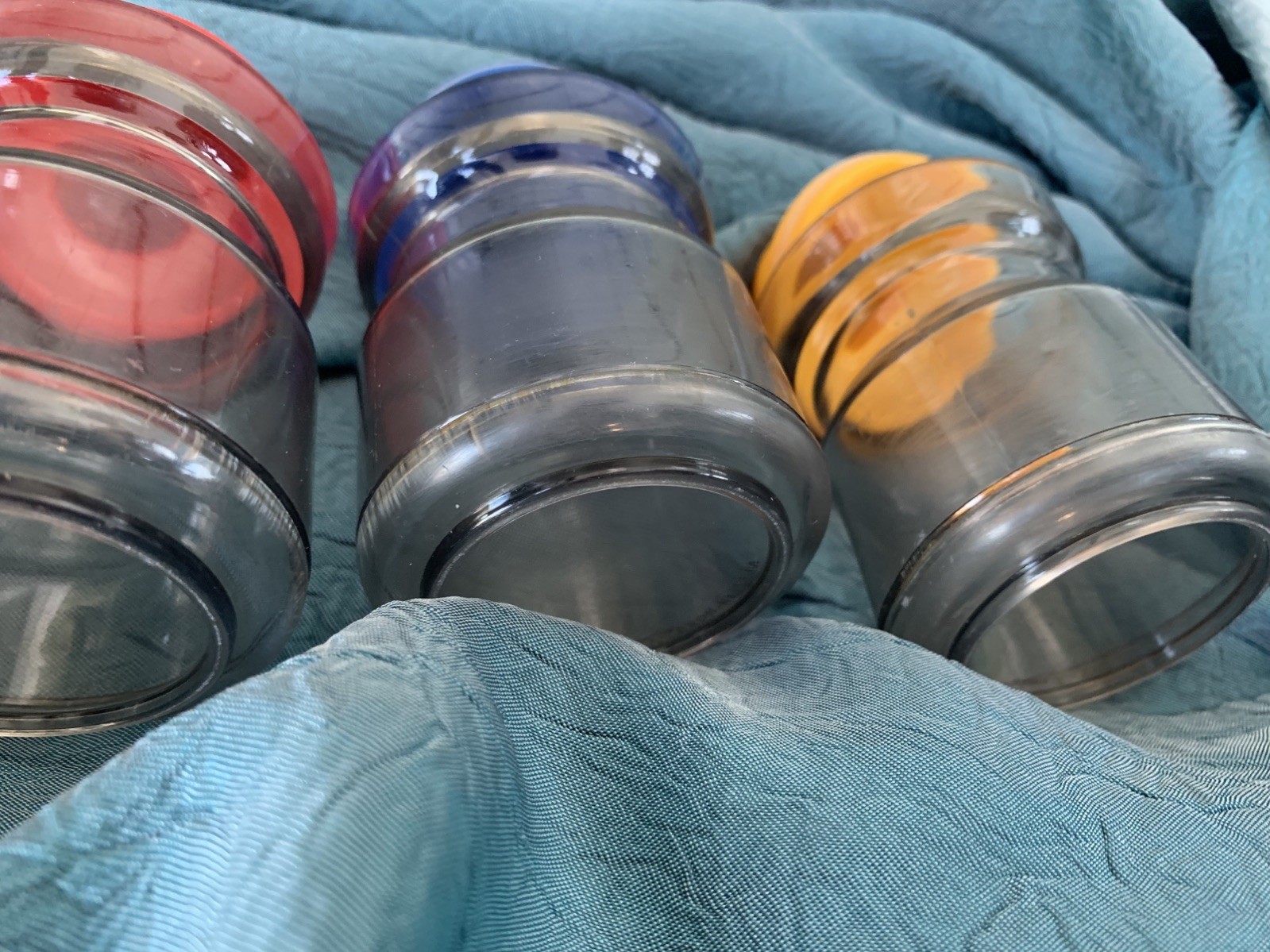 Vintage 90s Plastic Desk Organizer Storage Jars Set Colorful Paperclips Office