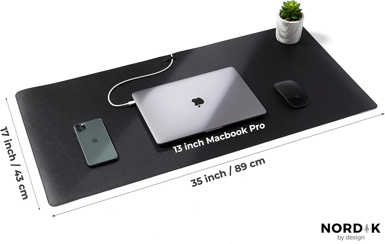 Large Desk Blotter Mat 35 X 17 – Pebble Black Protector with Ergonomic Design