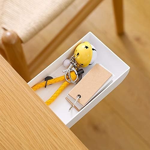 White Under Desk Drawer Organizer Sticky Self-Adhesive Storage Box Office Sch…