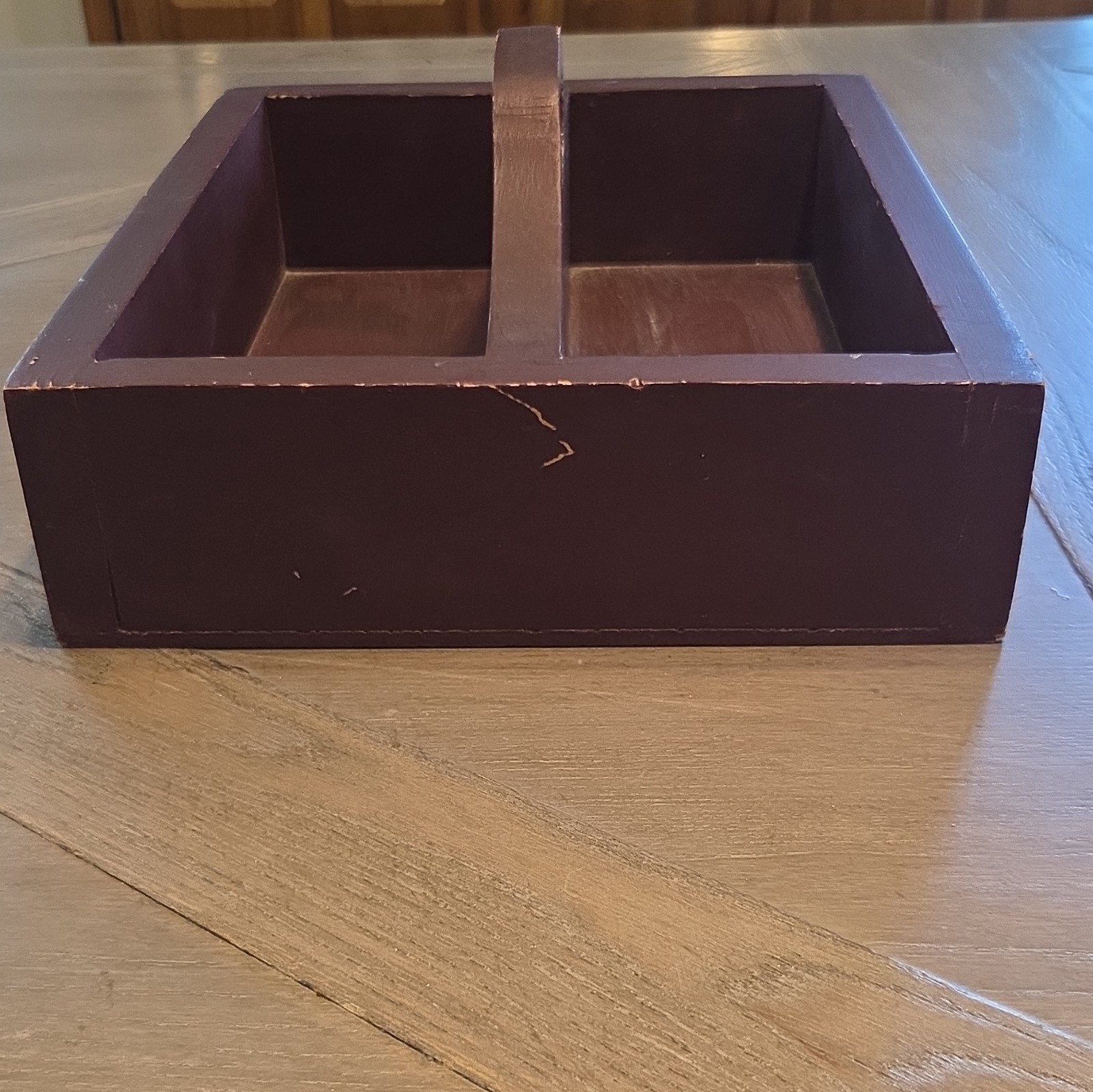 Rustic Wooden Folk Art Caddy signed Arlene Camp