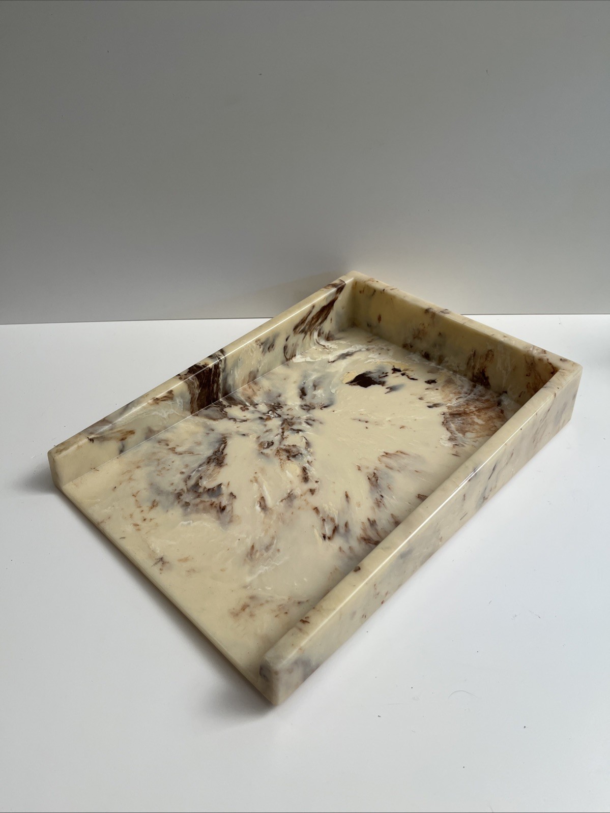 Ultra Stone Acrylic Executive Desk Letter Tray Sunlight Ind. Faux Marble EUC!