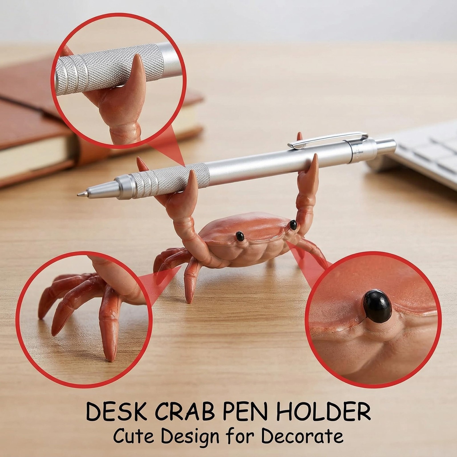 Crab Pen Holder for Desk – 2pcs Cute Funny Crab Pen Holder, Creative Weightli…
