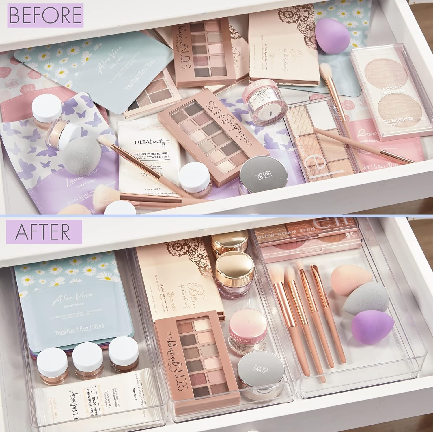 STORi SimpleSort 3-Piece Stackable Clear Drawer Organizer Set | 12″ x 6″ x 2″ Re