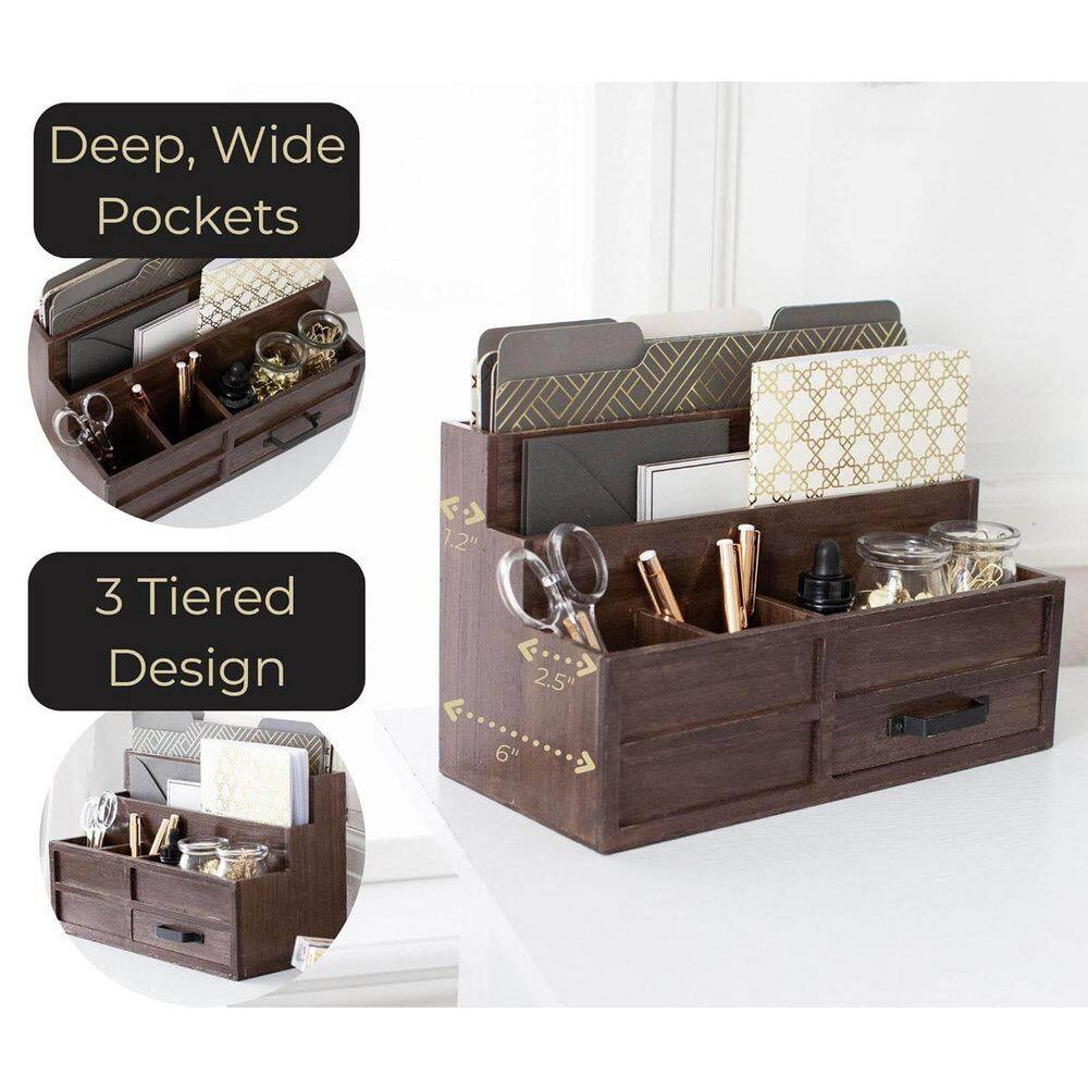Brown 11.8 In. X 7.5 In. Wood Desk Organizers