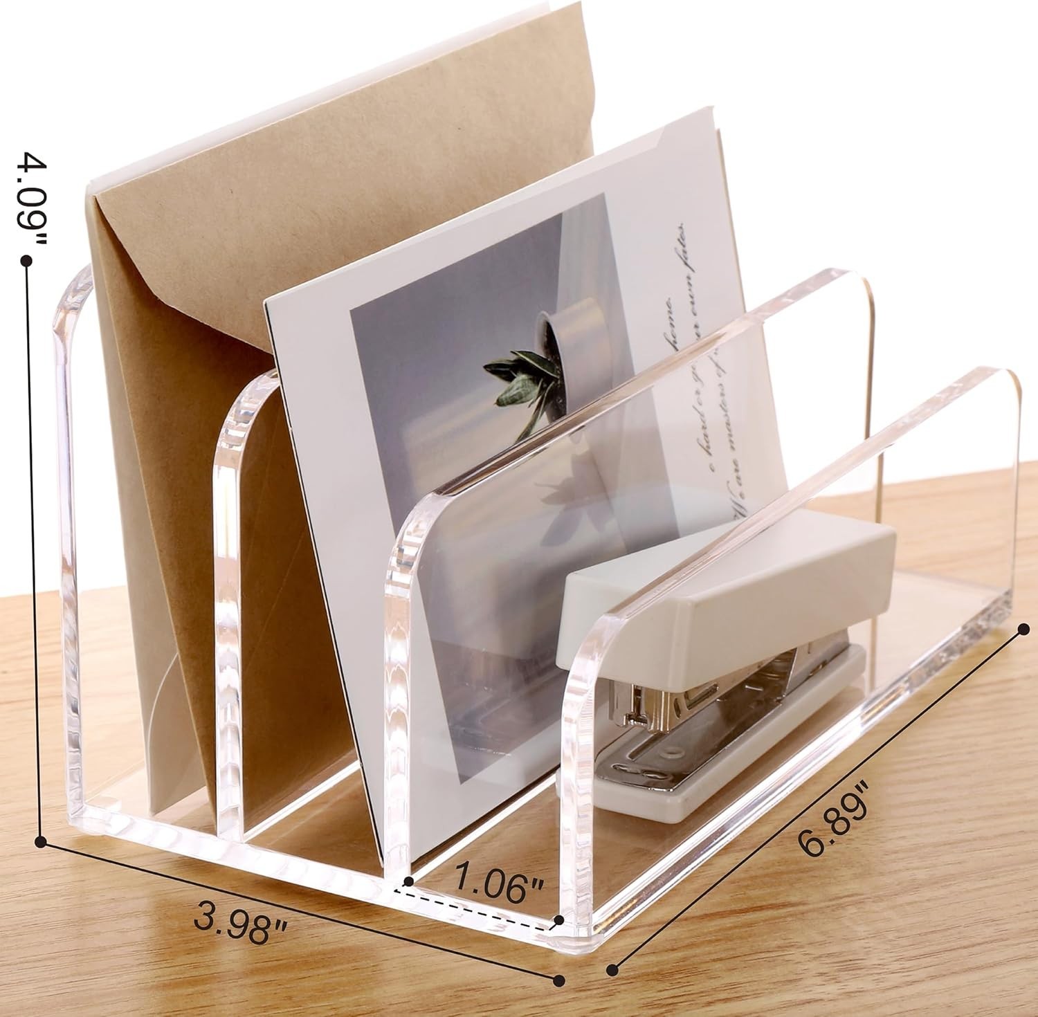 Acrylic File Mail Desktop Organizer Sorters,3 Compartments Laddered Clear Des…