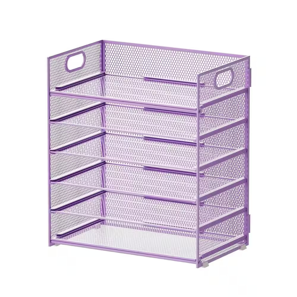 Purple 12.6 In. X 13.5 In. Metal Desk File Organizer with Handle