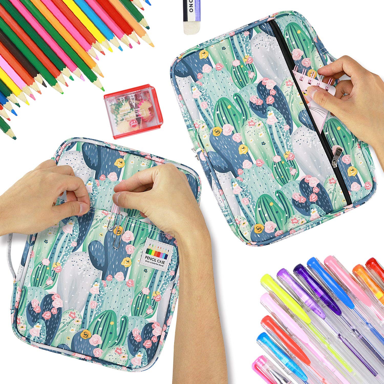 Colored Pencil Case Holder – Pen Case Organizer with Multilayer Holder for Pr…
