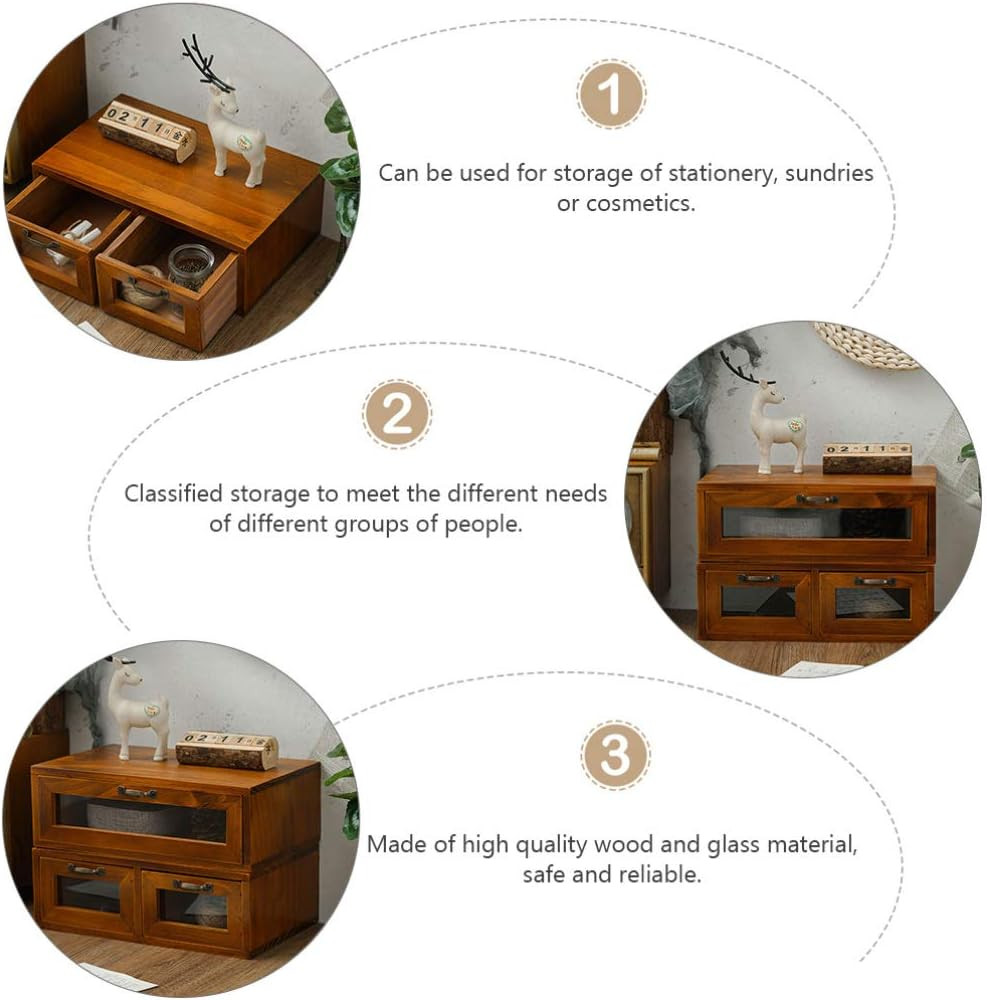 Stylish Bamboo Wood Desk Organizer with 2 Drawers for Home or Office