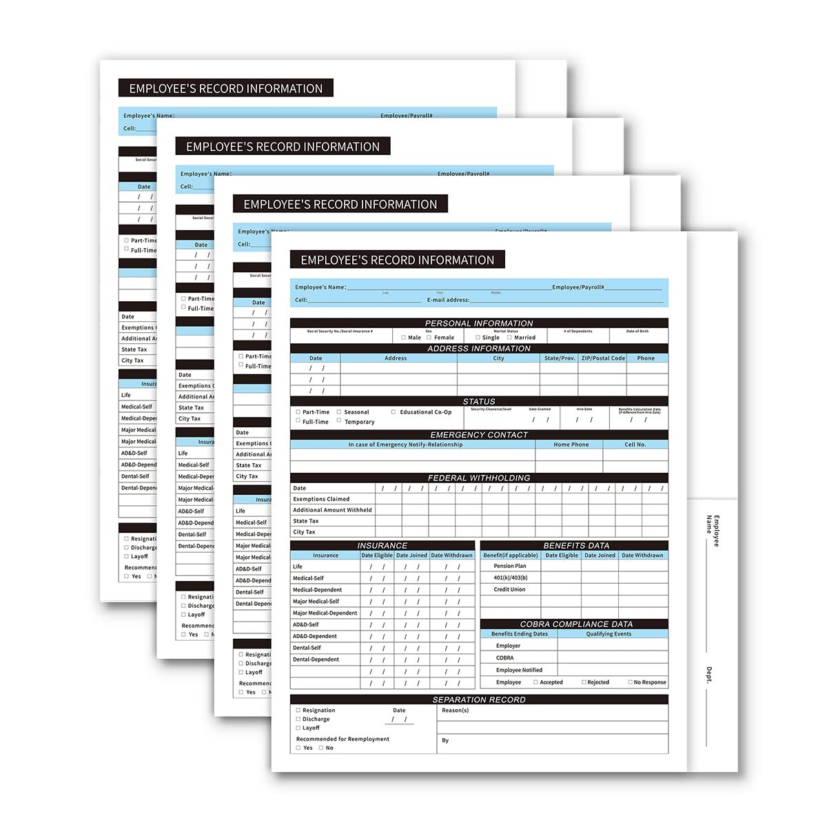 25 Pack Confidential Employee Record Folders High-Capacity Durable Preprinted