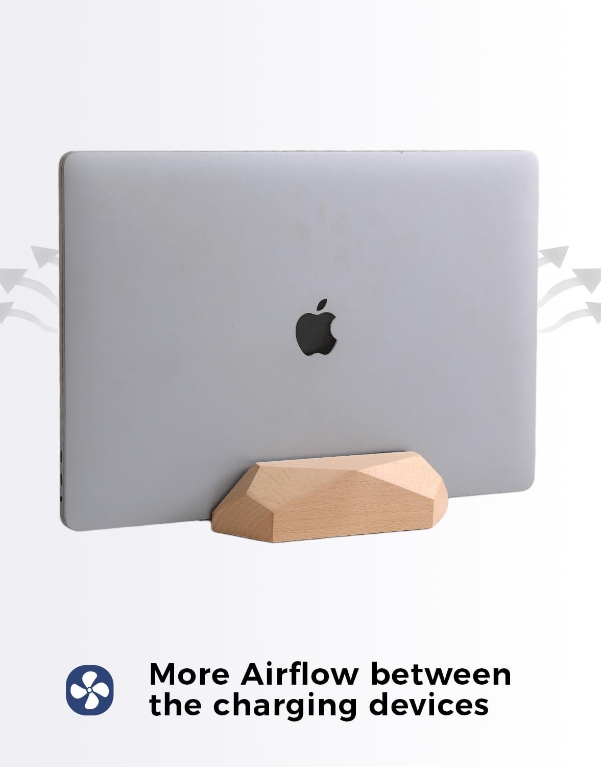 Nuvograin Adjustable Vertical Laptop Stand, MacBook Holder Wood 1 slot beech