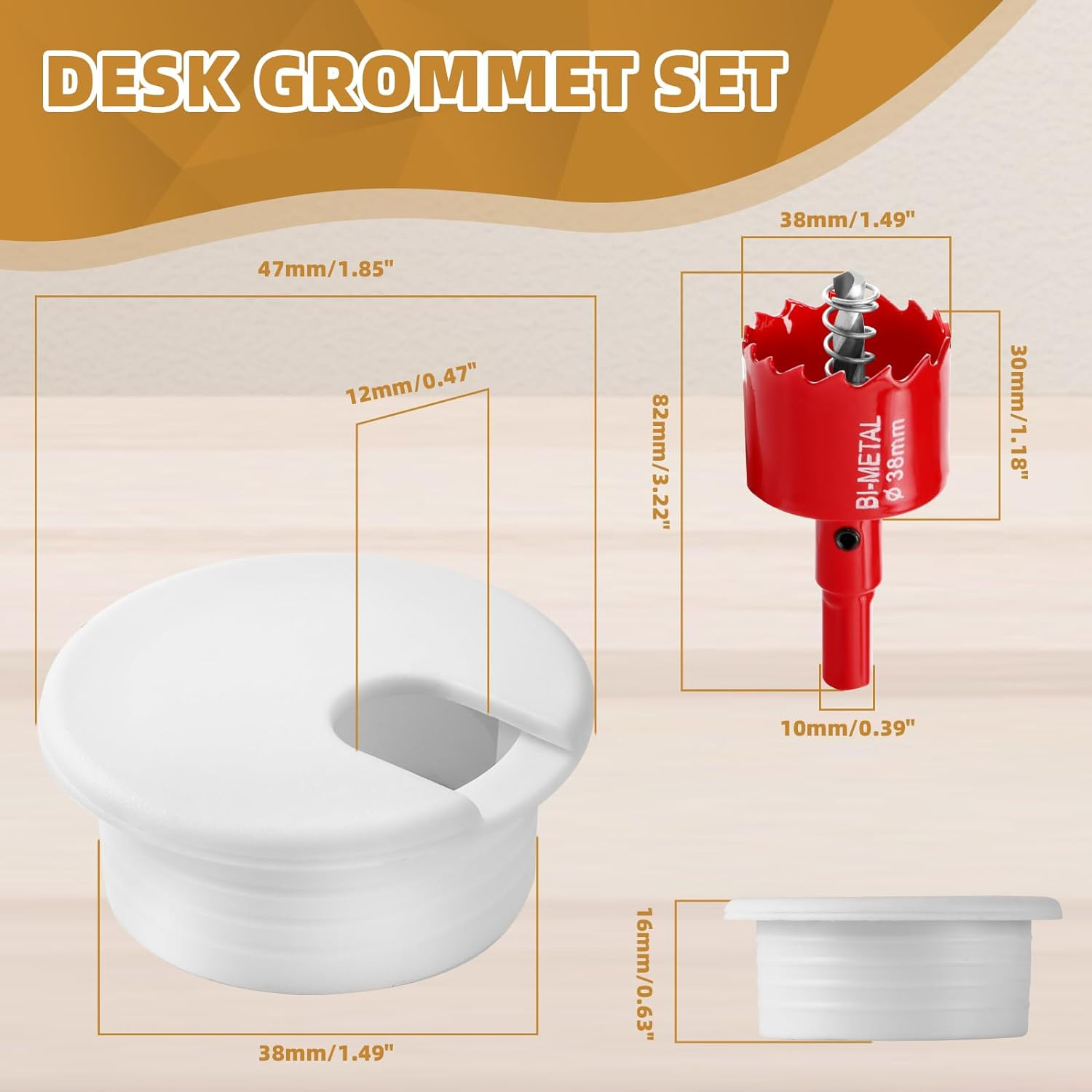 Desk Grommet 1.5 Inch (38 Mm) 10 Pieces, Desk Hole Cover for Cables White, Desk