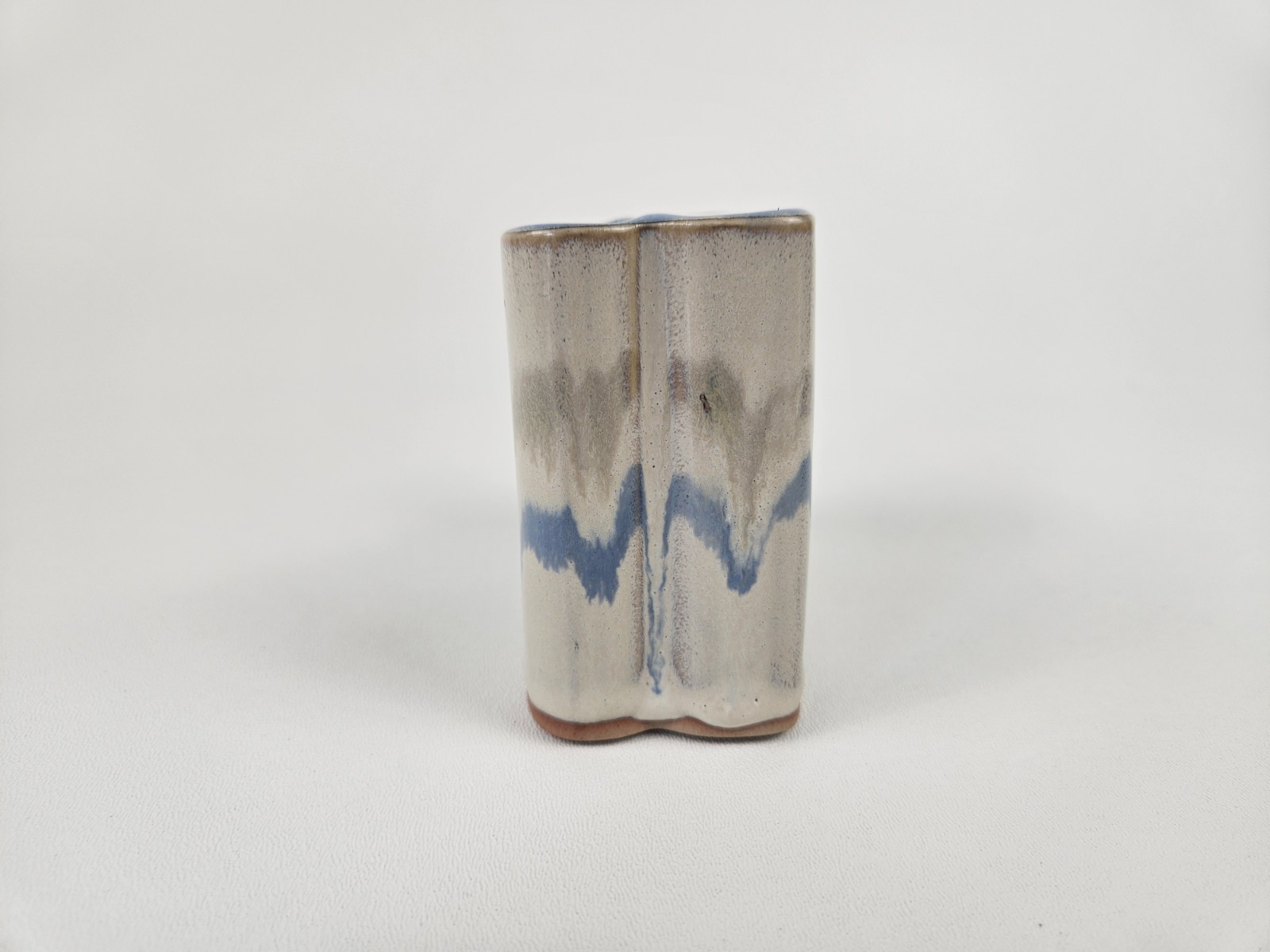 Bay Pottery Blue Grey Green Drip Glaze Desk Organizer Notepad And Pencil Holder