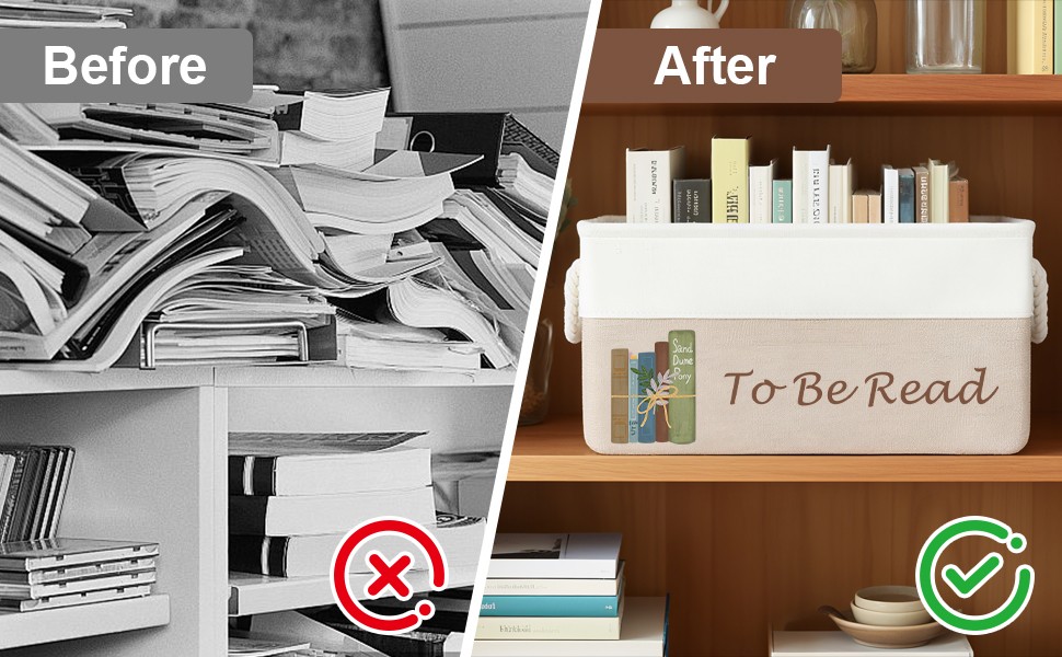 TBR Book Organizers and Storage Basket ,Collapsible Storage Basket for Books