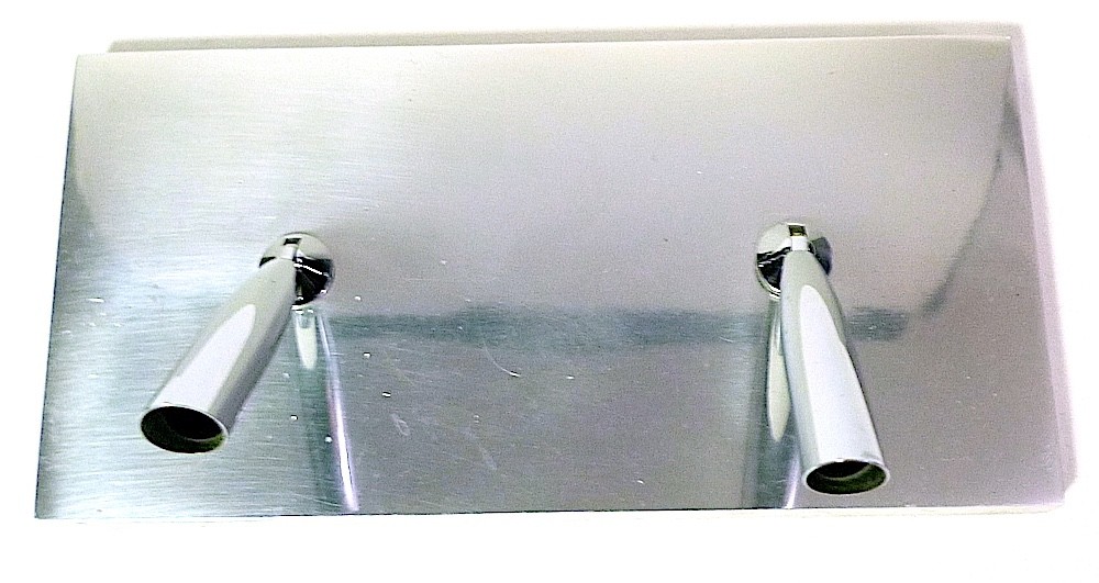 Vintage Desktop Chrome Stainless Double Pen Holder