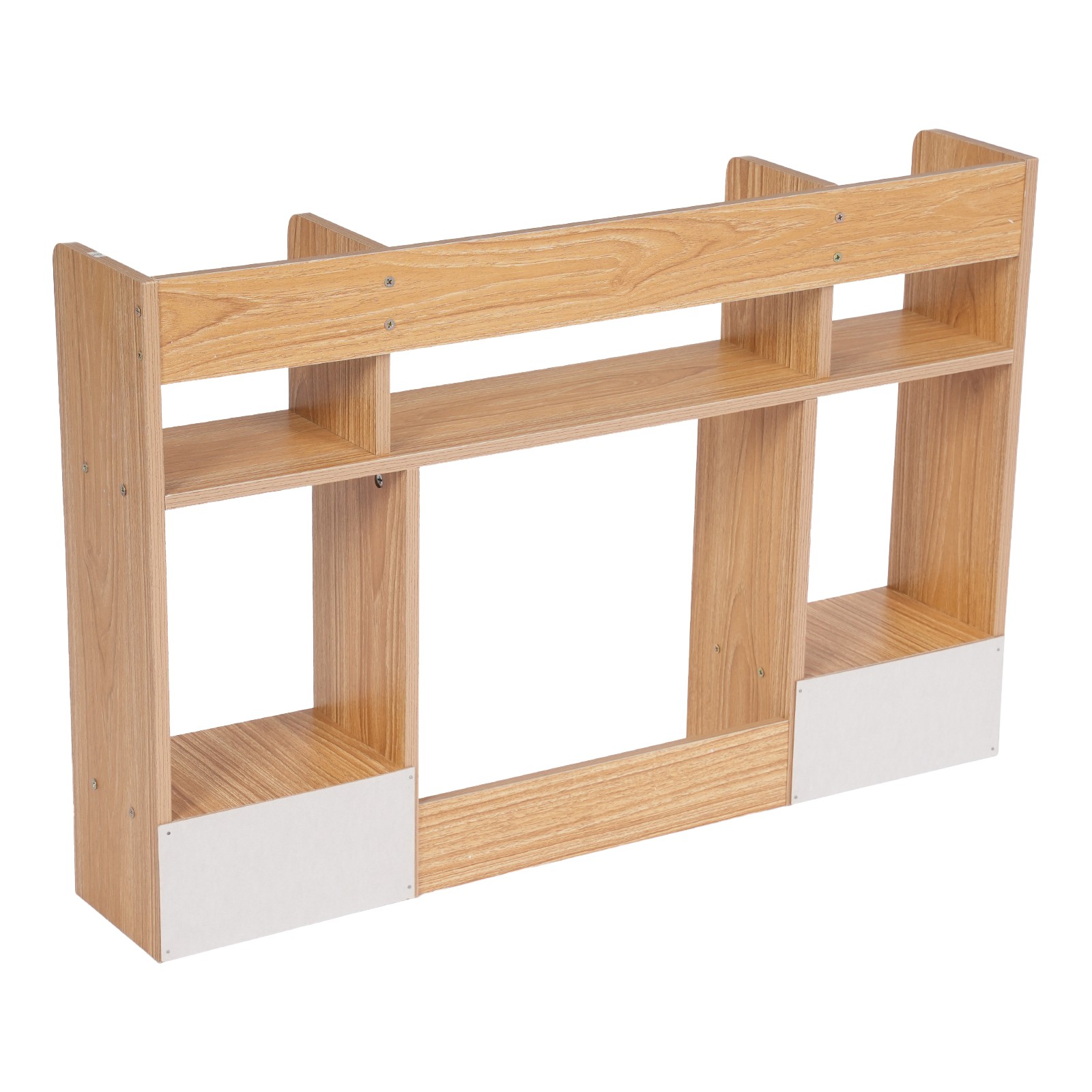 Double Layer Three Grid Two Drawer Desktop Storage Rack, Office Storage Rack
