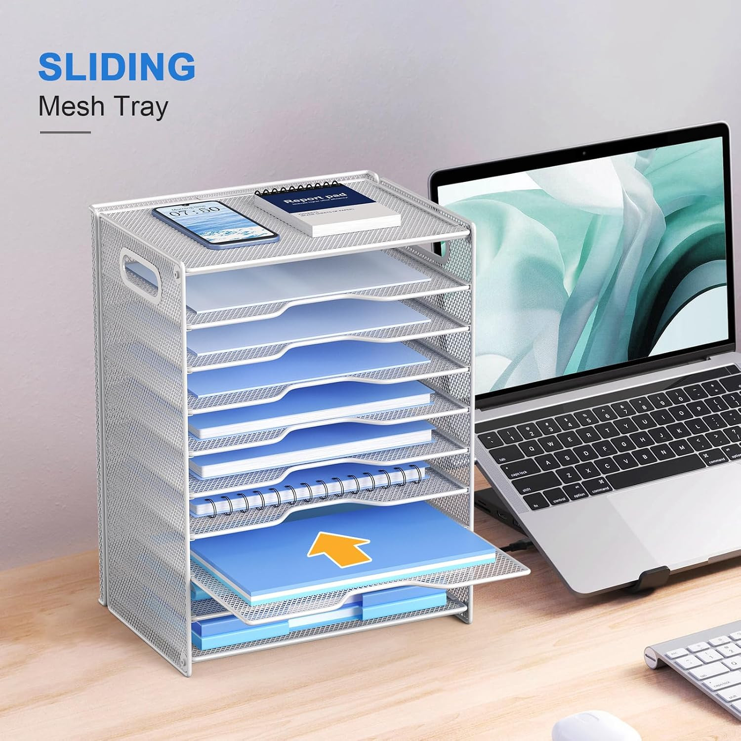 10 Tier Paper Organizer – Letter Tray Mesh Desk File Organizer