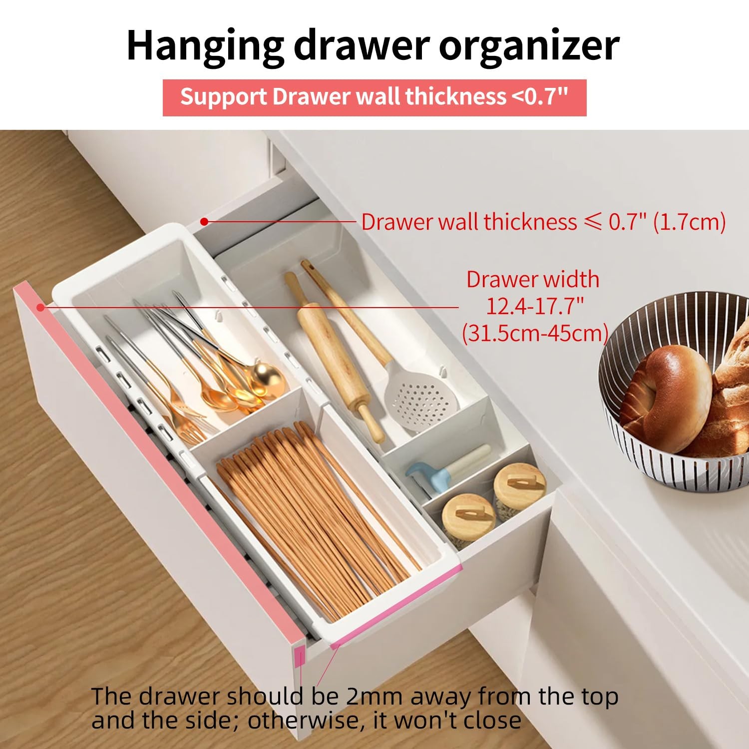 Plastic Drawers Organizer for Office Bathroom Bedroom DEEP 2.3″, white