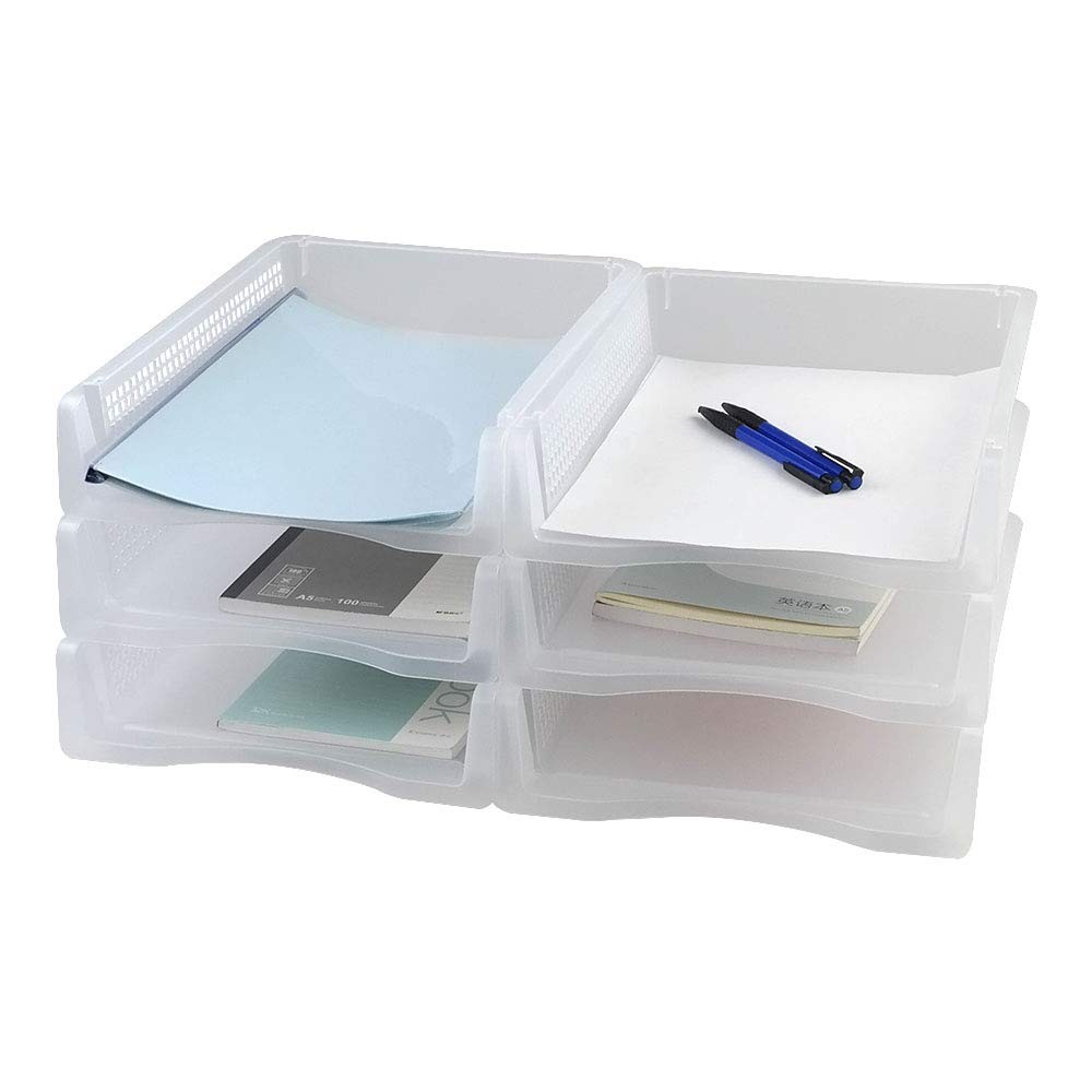 6 Pack Stackable A4 Paper Tray Clear Plastic Desk Letter File Organizer