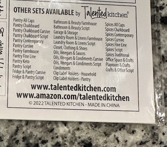 Craft & Office Labels, Script Set, 212 Black Labels on Clear by Talented Kitchen