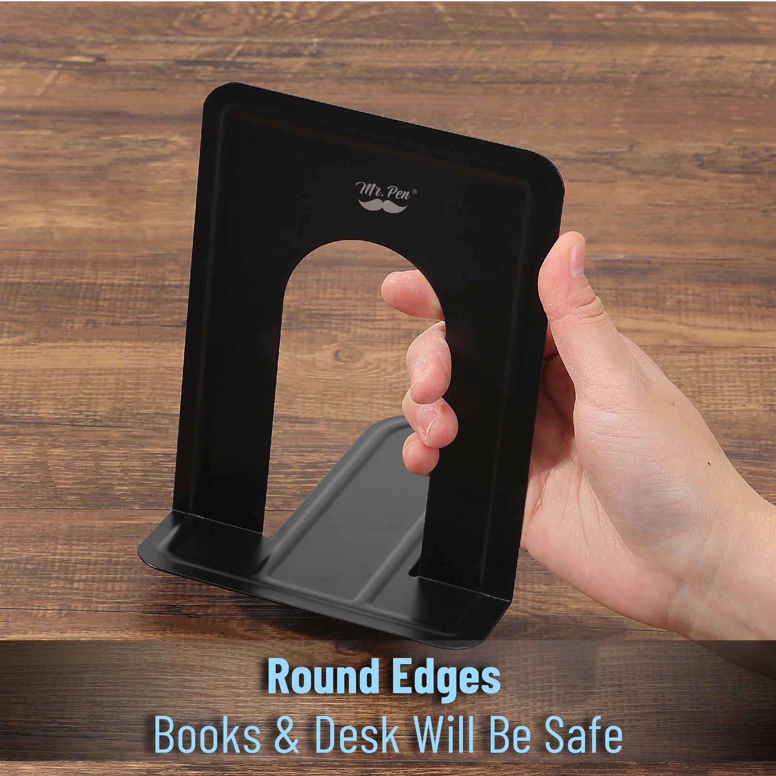 Mr. Pen- Book Ends, 8 Pack, Black, Heavy Duty Metal Bookends 8 Black